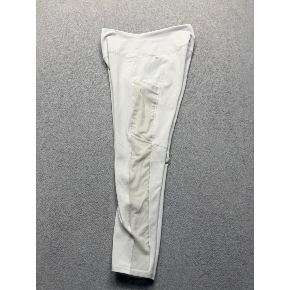 Fabletics White Mesh Panel Pocket Leggings Women Size Medium High Waisted Pants